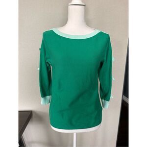 Lilly Pulitzer Green Light Blue Bow Sleeve Sweater XXS